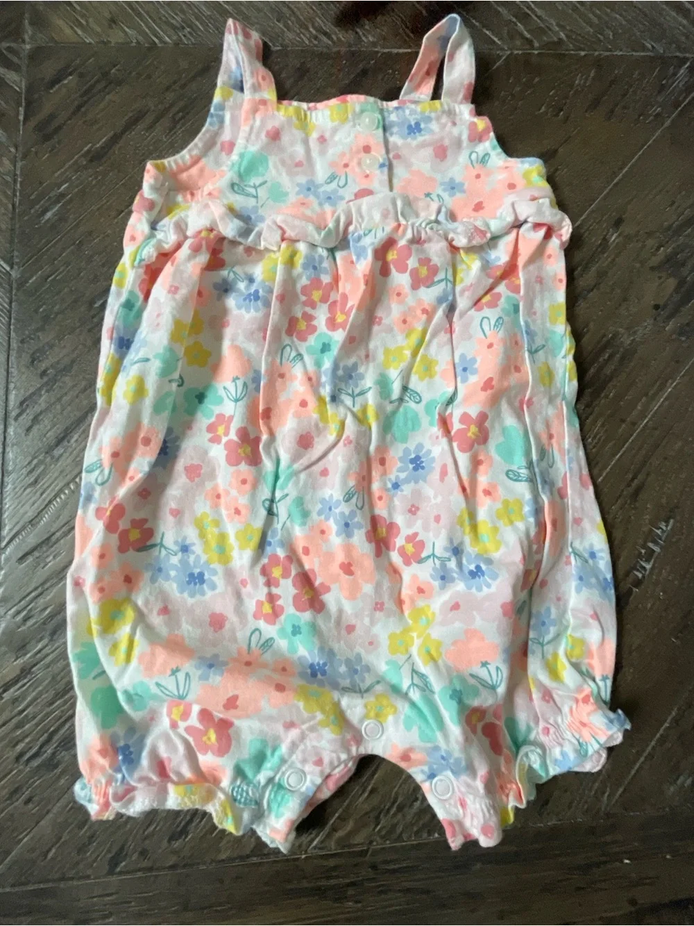 Carter's Pastel Floral Cotton Romper in Pink, Yellow & Blue
